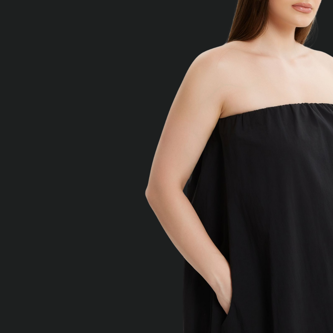 Black Strapless Maxi Dress in 100% Cotton | Le Diva Boutique S/M Black Strapless Maxi Dress in 100% Cotton | Le Diva Boutique S/M
