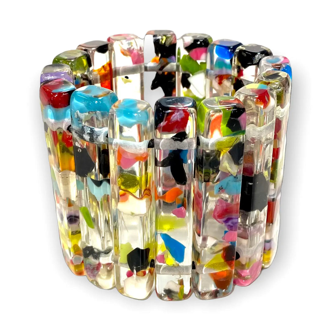 Multicolor Confetti Resin Stretch Bracelet