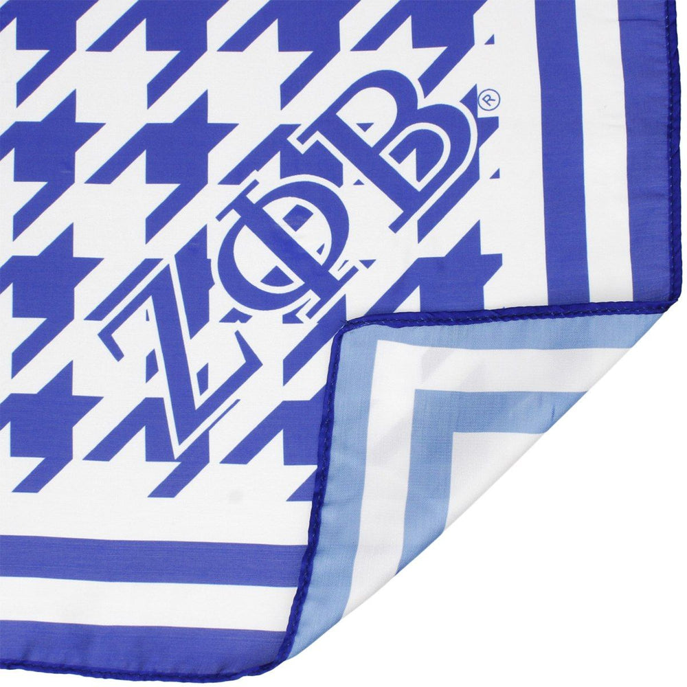 Zeta Phi Beta Royal Blue & White Houndstooth Satin Scarf
