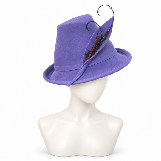 Alpine Fedora with Feathers – Periwinkle Blue