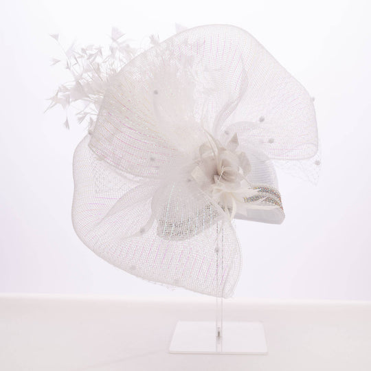 Variety Feather And Puff Crinoline Bow On Satin Cloche Base: Black