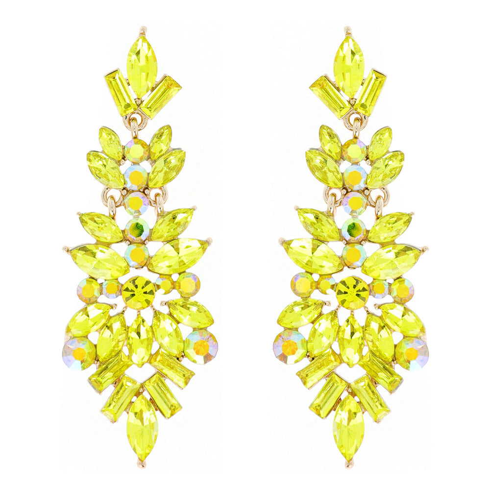 Gemstone Cluster Chandelier Earrings: Yellow