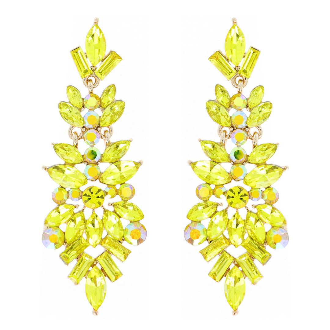Gemstone Cluster Chandelier Earrings: Yellow