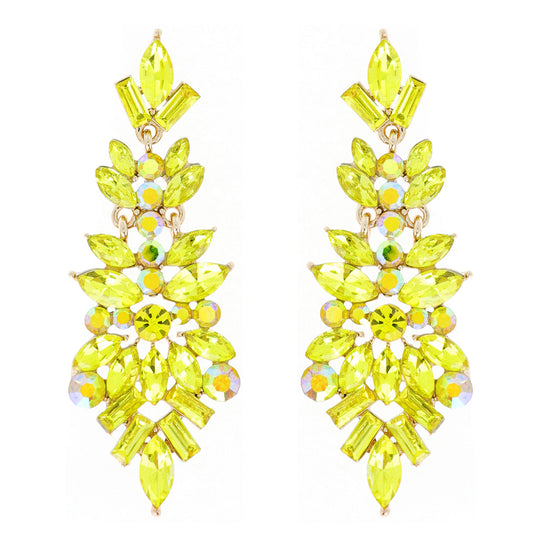 Gemstone Cluster Chandelier Earrings: Yellow
