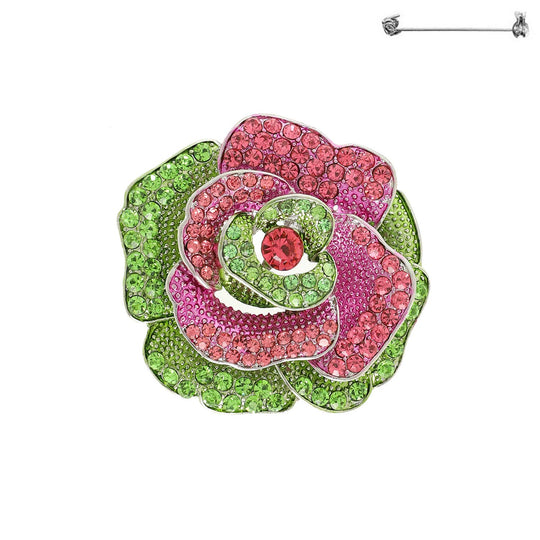 Strassverzierte Rosenbrosche : Grün Rosa