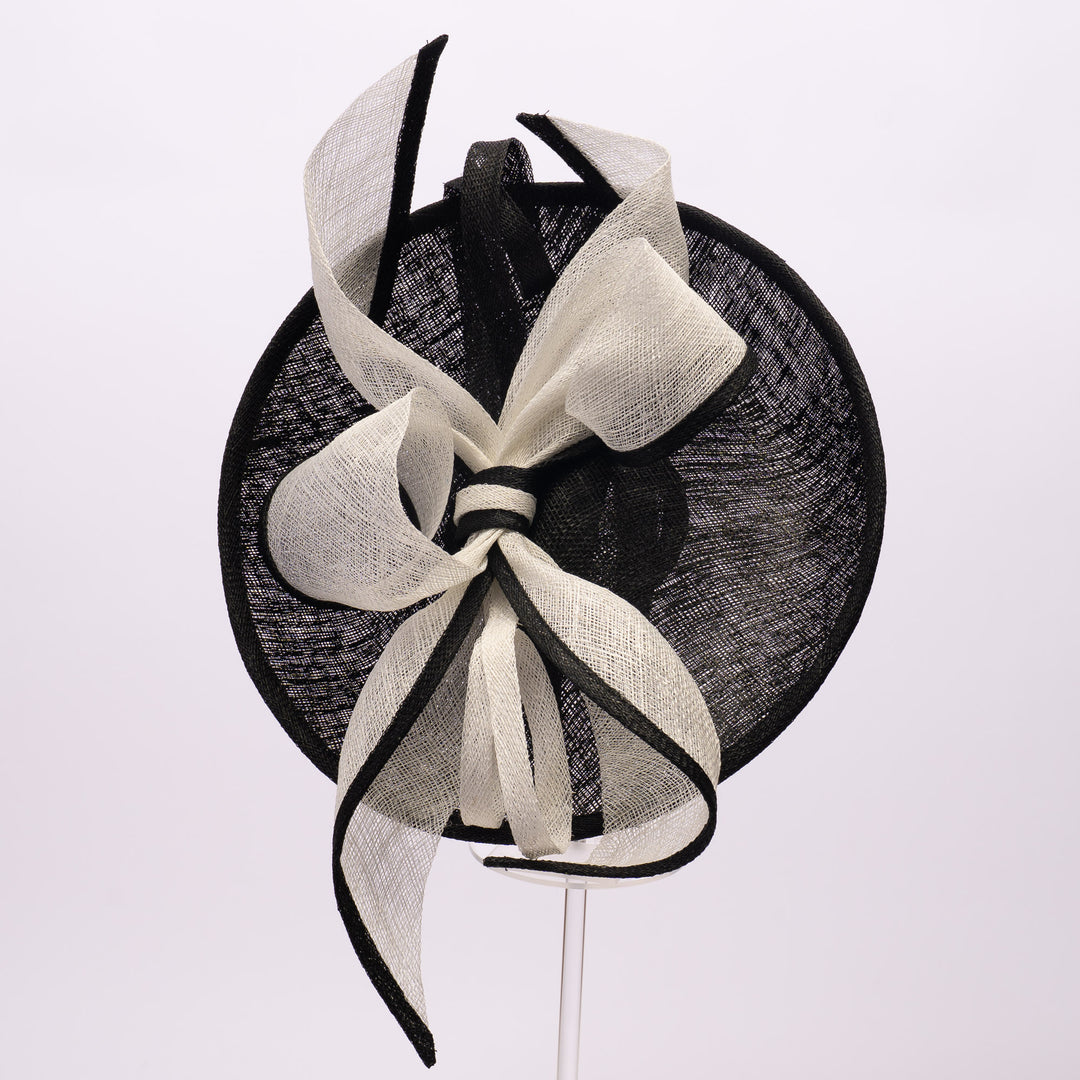 Black & White Sinamay Saucer Fascinator Hat