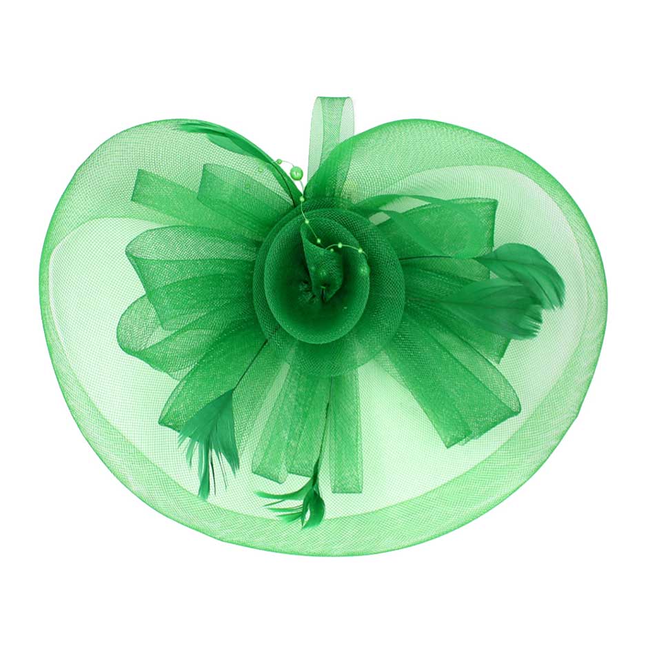 Feather Mesh Flower Headband: Green