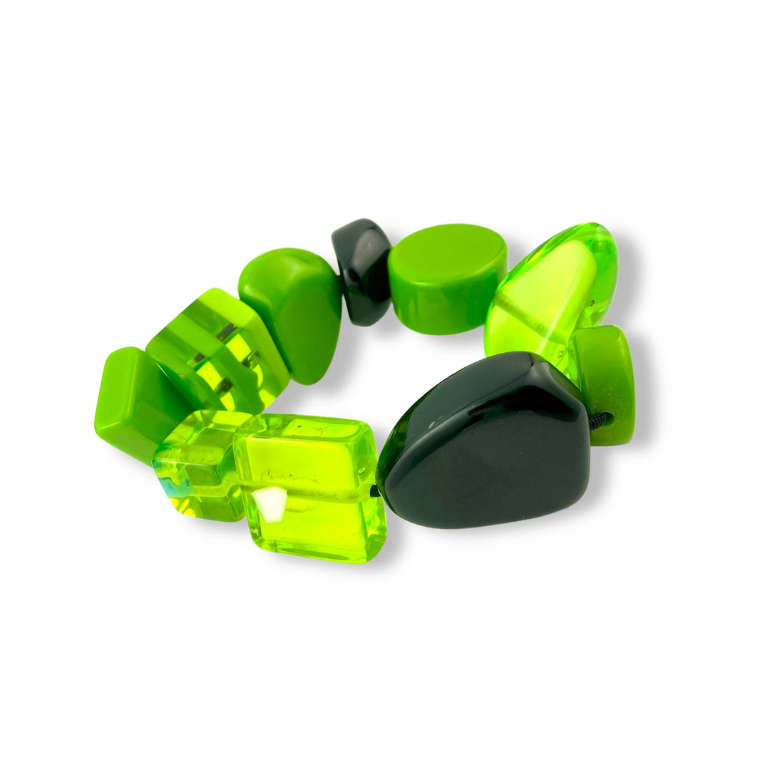 Atelier 1701 Green Geometric Resin Stretch Bracelet