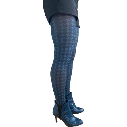 Denim Houndstooth Printed Tights