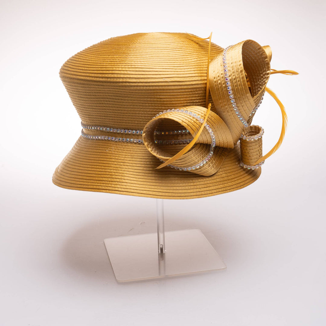 Mushroom Crown Satin Ribbon Hat: Gold