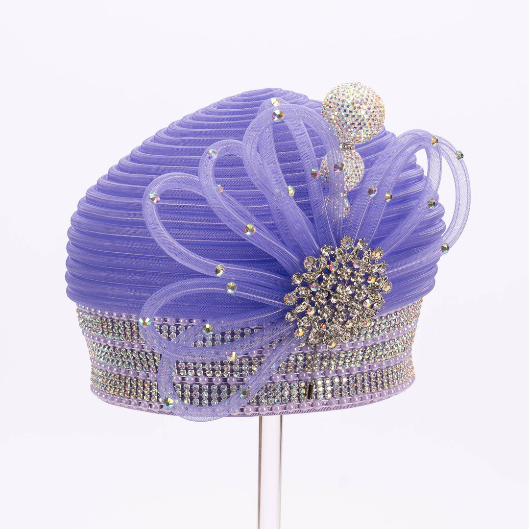 Crinoline Tube Stone Hat Pin Round Pillbox: Lilac