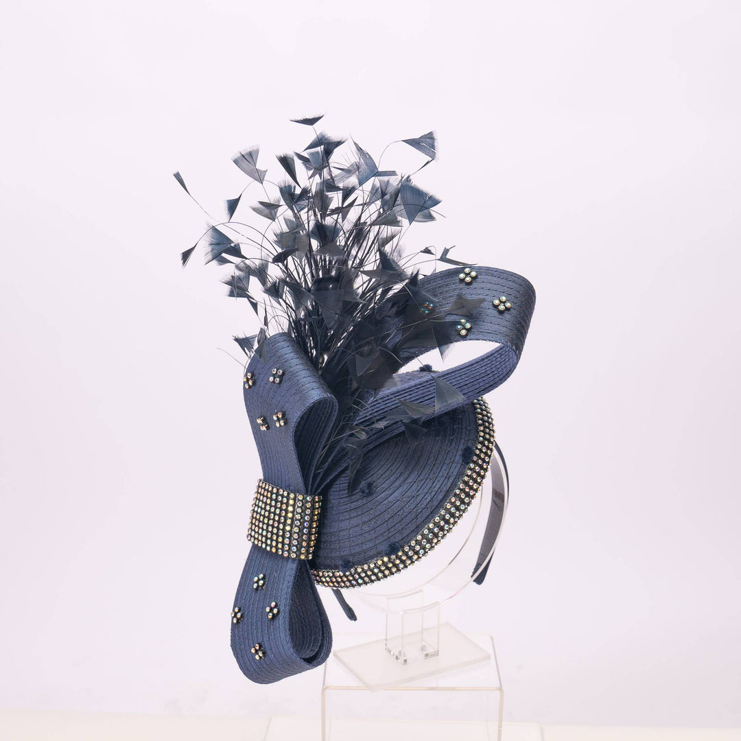 Beautiful headband with rhinestone AND feather - Gold