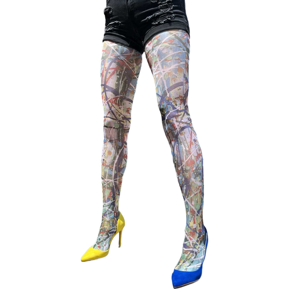 Paint Patterned Tights By Sinclair The Vandal