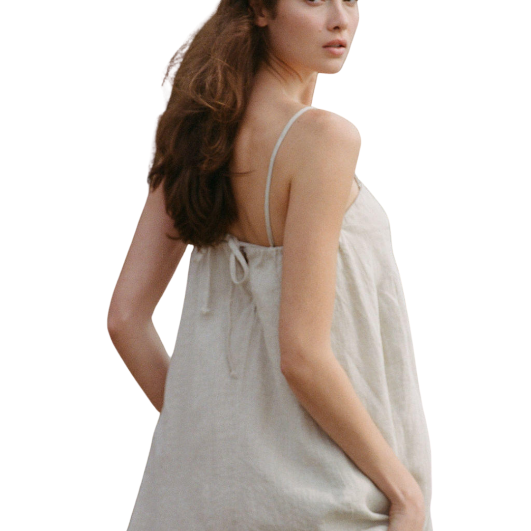 Christal Maxi Linen Side Pocket Sundress Small (4 - 6 ) / Beige Christal Maxi Linen Side Pocket Sundress Small (4 - 6 ) / Beige