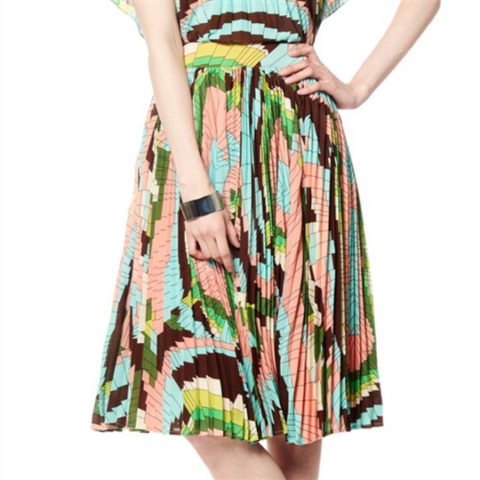 Fully Pleated Printed Skirt