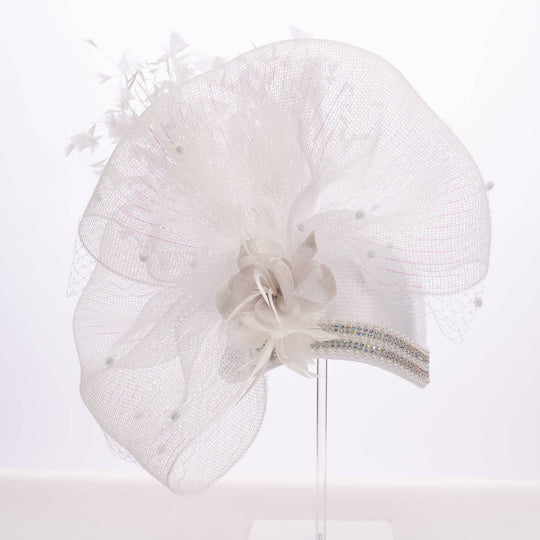 Variety Feather And Puff Crinoline Bow On Satin Cloche Base: Black