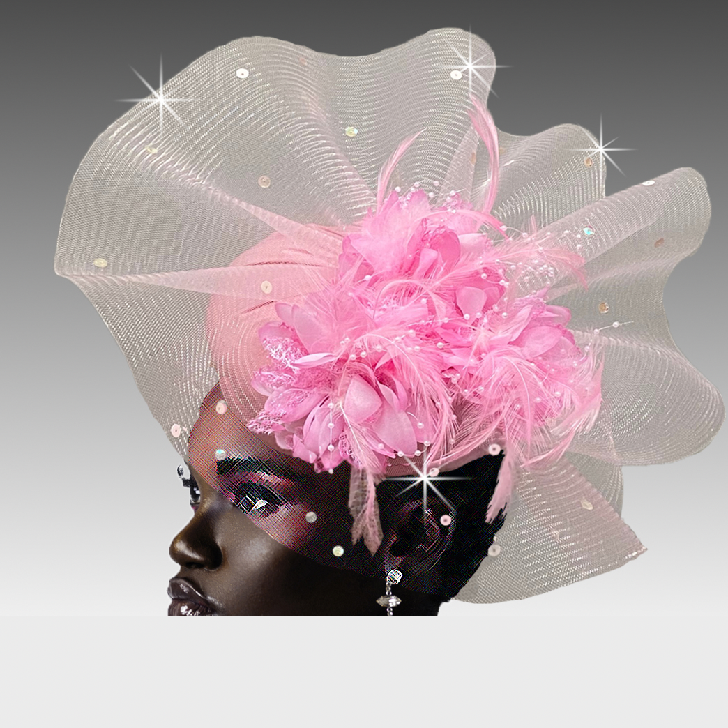 Cassandra - Feathers & Flowers Fascinator - Pink