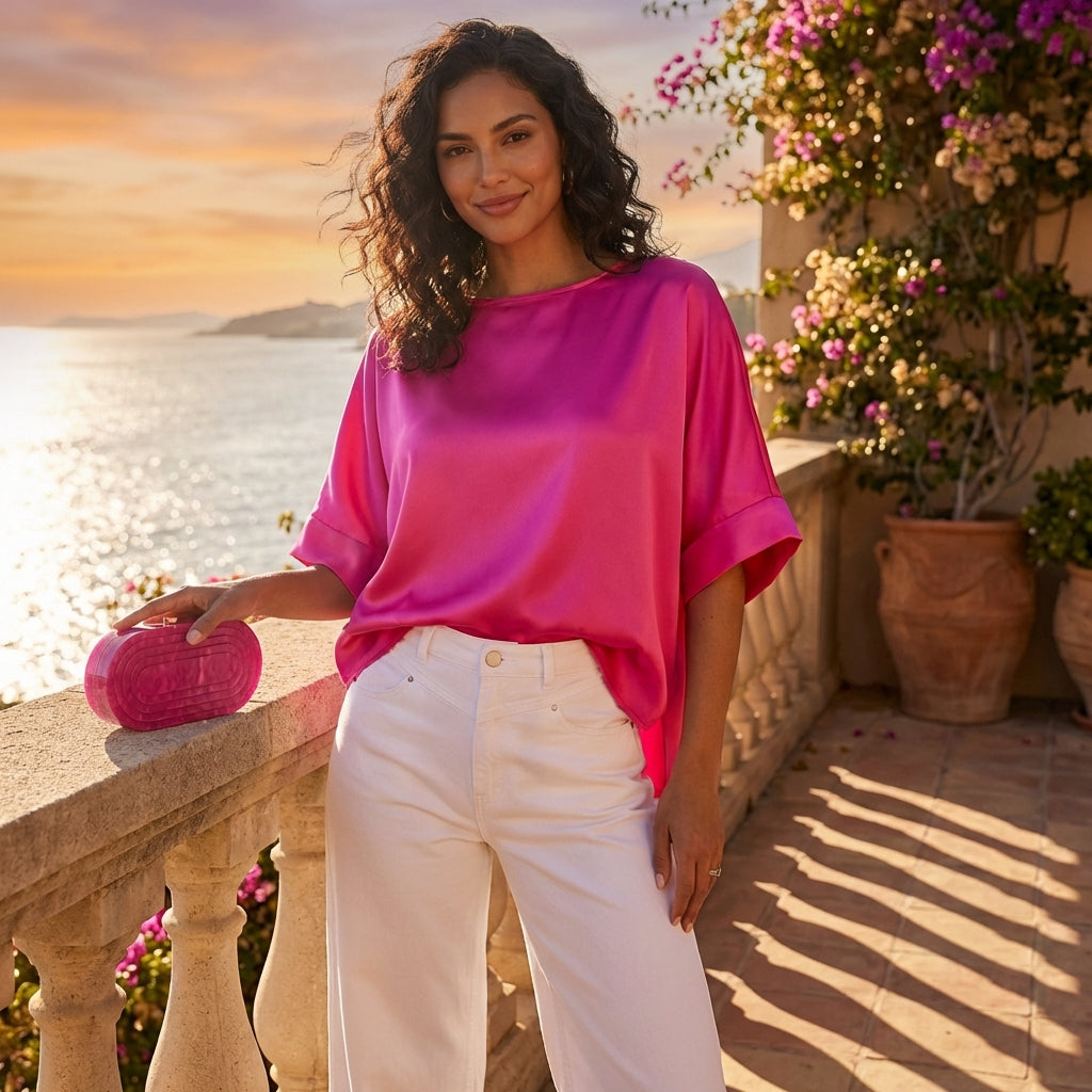 Fuchsia Deco Clutch – Acrylic Crossbody & Evening Bag