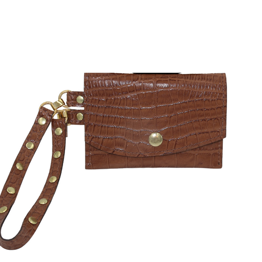 Reptile Embossed Leather Wristlet
