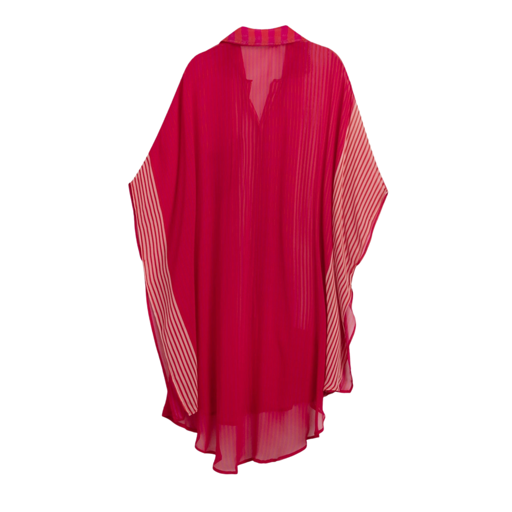 Rot gestreiftes Oversize-Hemd – Bluse aus leichter Viskose-Georgette