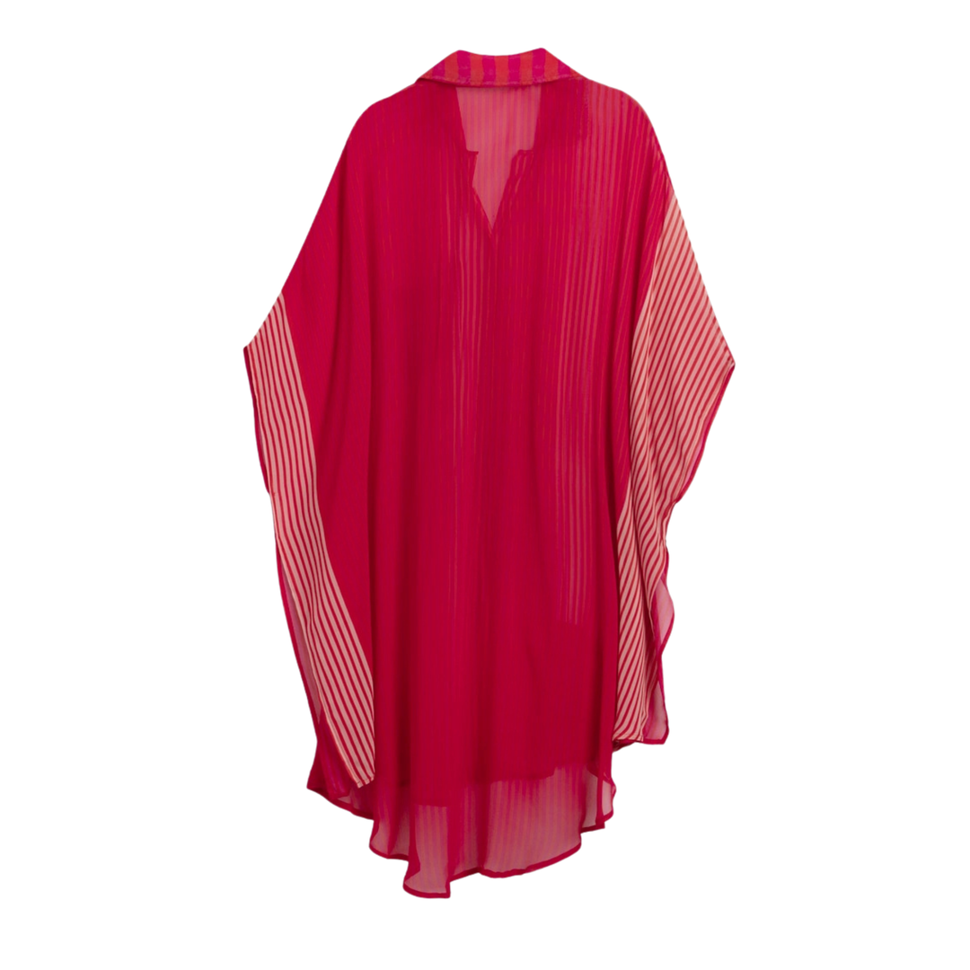 Red Striped Oversized Shirt – Lightweight Viscose Georgette Blouse