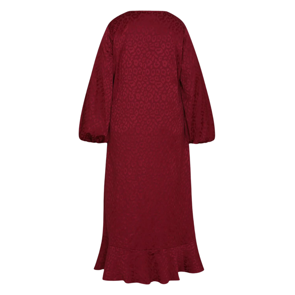 Aphrodite Red Burgundy Leopard Jacquard Dress