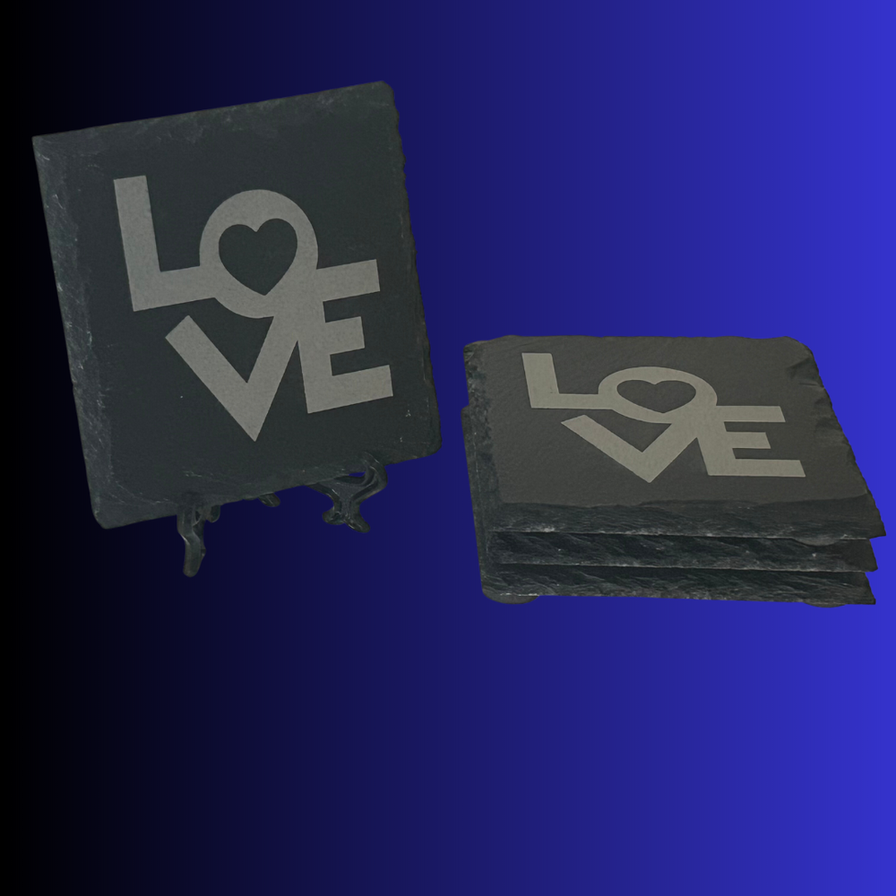 Slate LOVE Coasters - Set of 4