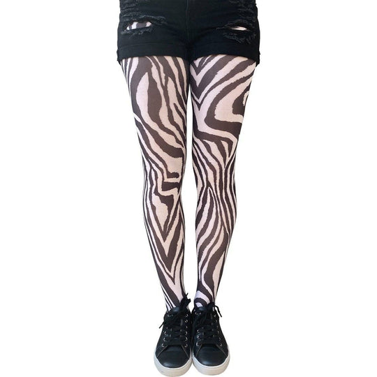 White Zebra Printed Tights