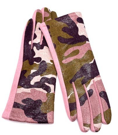 Camouflage Touch Screen Gloves: Camo Pink