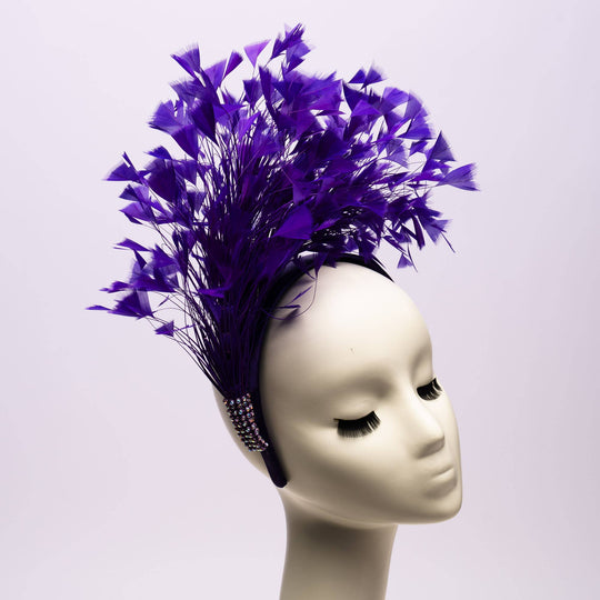 Feather Style Fascinator Headband: Purple