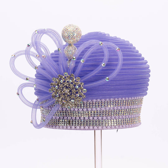 Crinoline Tube Stone Hat Pin Round Pillbox: Lilac