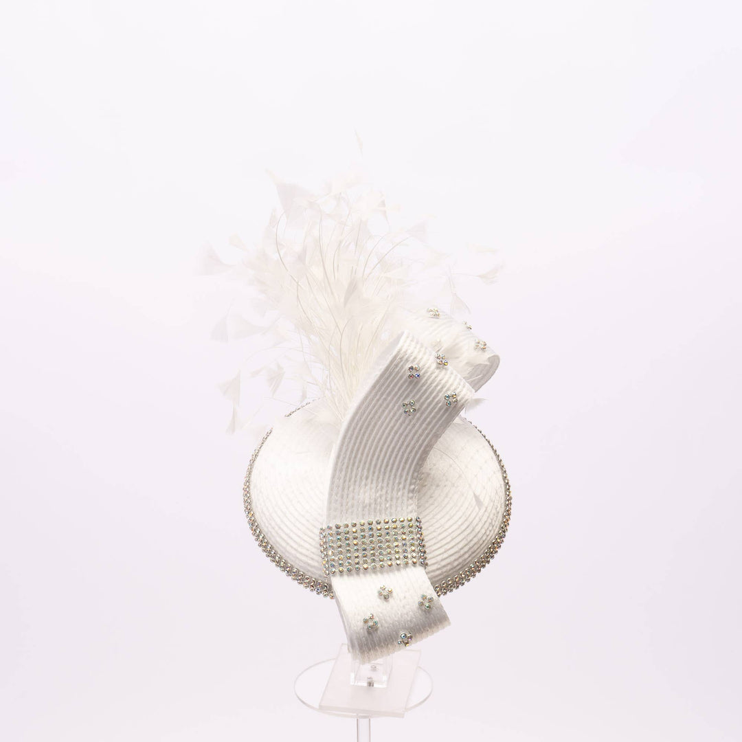 Beautiful headband with rhinestone AND feather - Gold