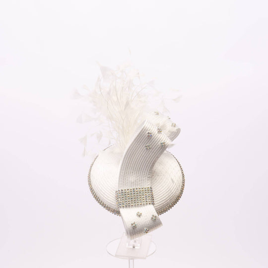Beautiful headband with rhinestone AND feather - Gold