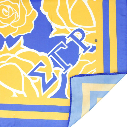 Sigma Gamma Rho Royal Blue & Gold Yellow Tea Rose Silk Scarf