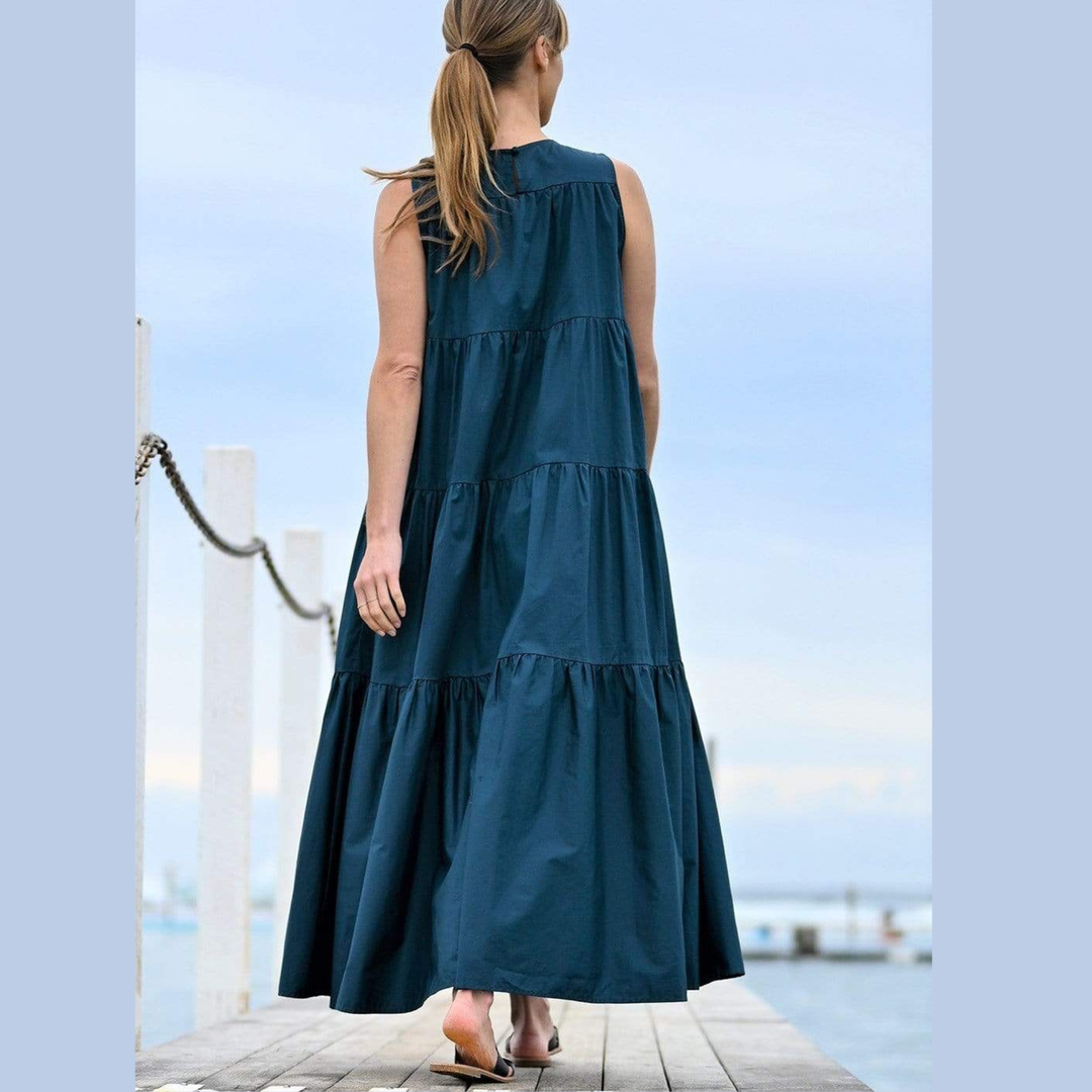 Vestido Florence de tres niveles - Verde azulado