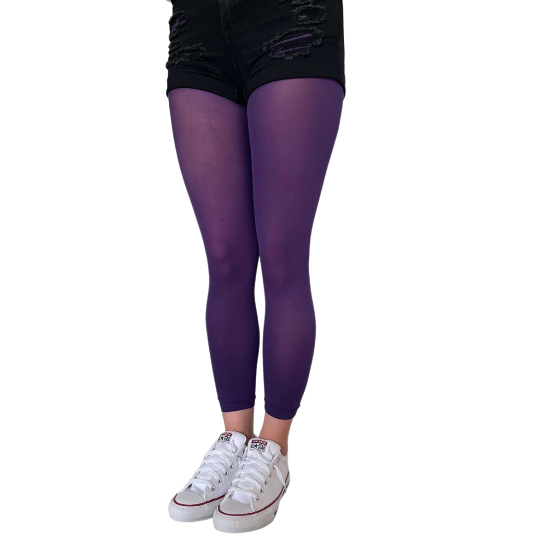 Purple Opaque Footless Tights