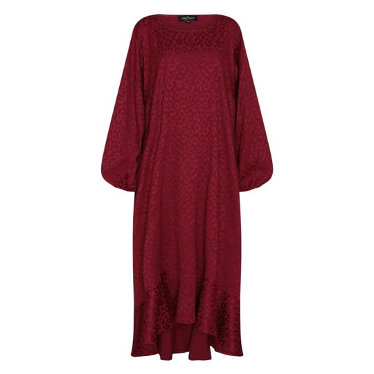 Aphrodite Red Burgundy Leopard Jacquard Dress