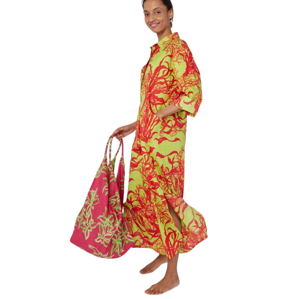 Gabriella Resort Wear Maxi Dress - Pink Green Coral