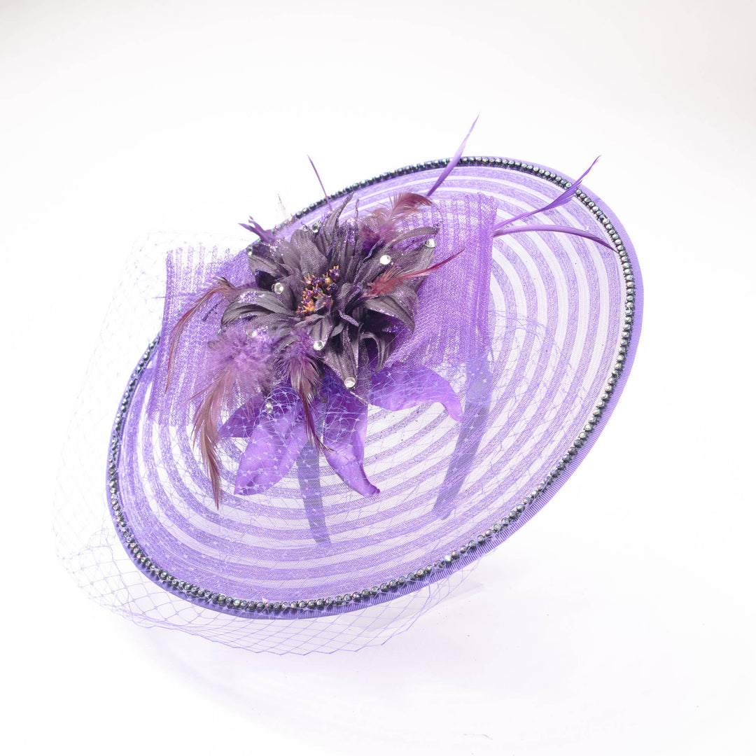 Crinoline Fascinator Embellished Veil/Crinoline/Feather: Lilac