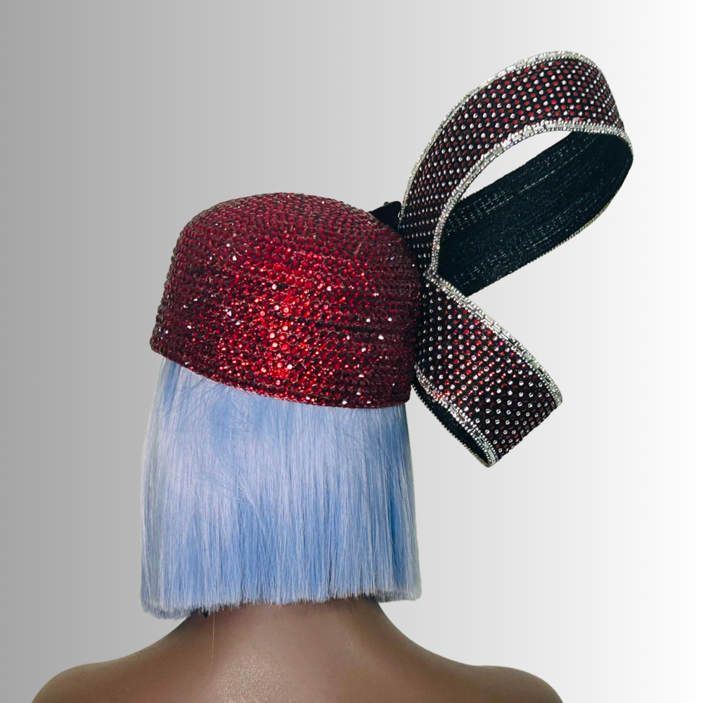 Lumiere Crystal Laden Bubble Hat - Ruby