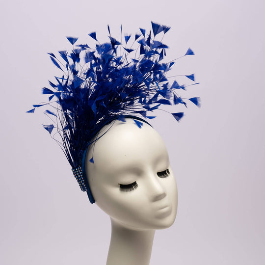 Feather Style Fascinator Headband: Royal