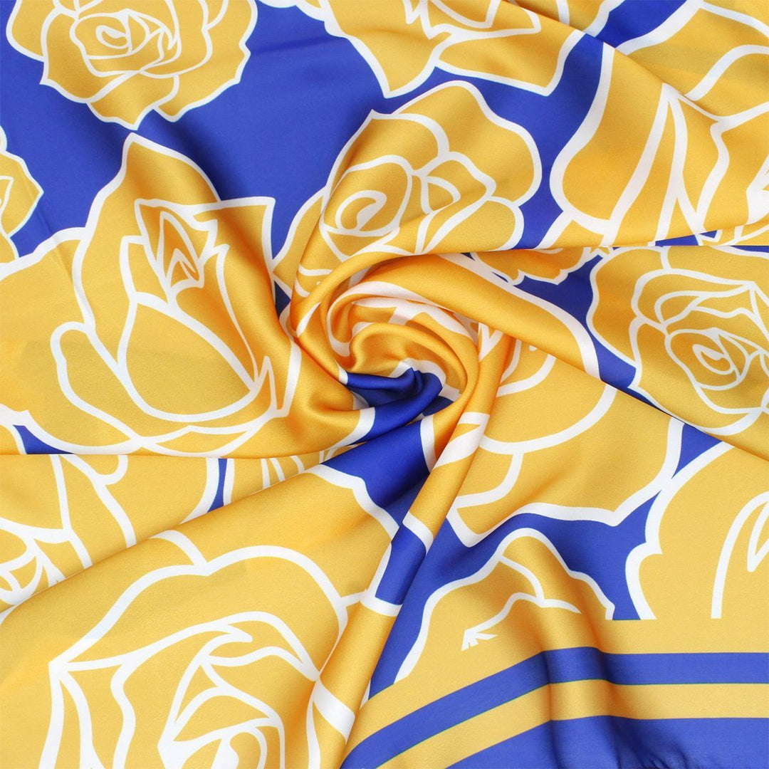 Sigma Gamma Rho Royal Blue & Gold Yellow Tea Rose Silk Scarf