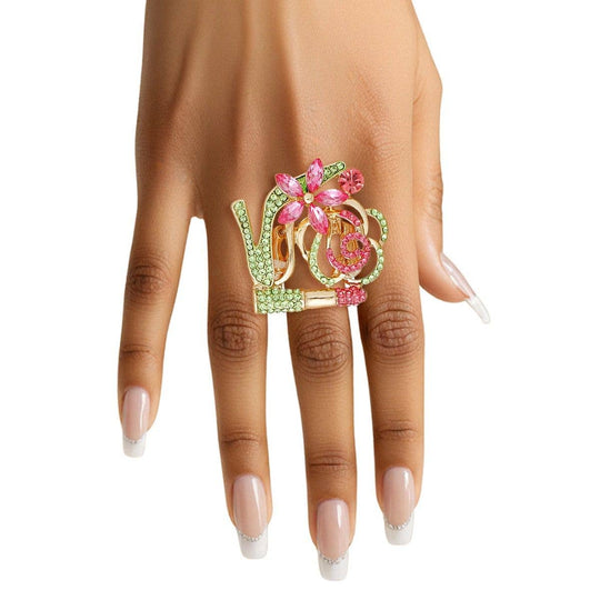 Pink & Green Women’s Cocktail Ring