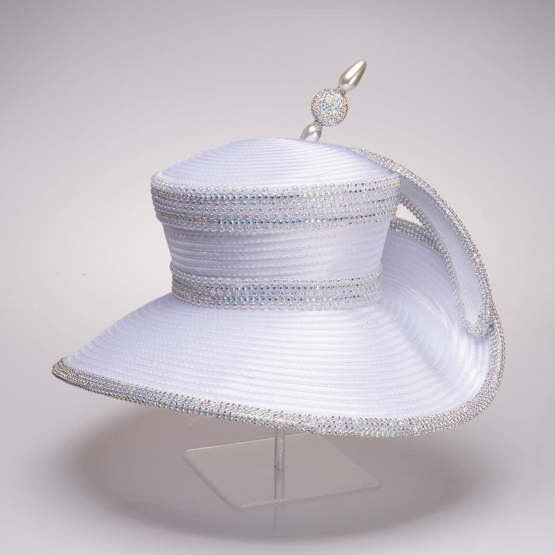 Extended Off Face Mad Hatter Brim with Rhinestones:Lt. Gold