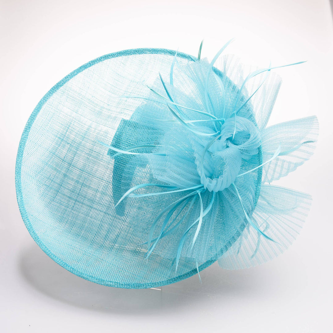 Sinamay Fascinator Feather Trim Headband: Turquoise
