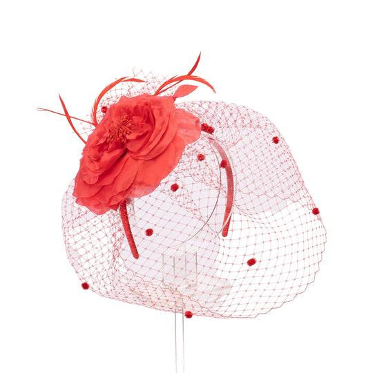Gelber Seidenblumen-Schleier-Fascinator-Kamm