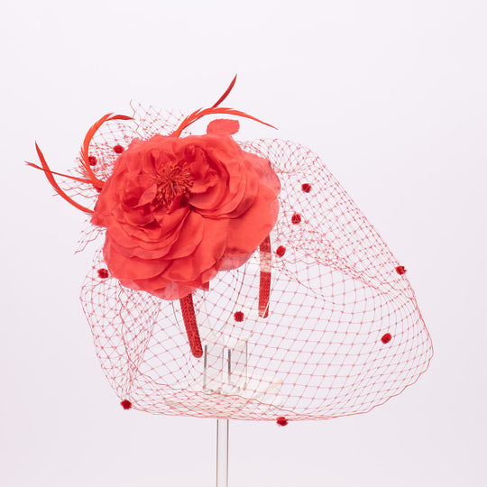 Gelber Seidenblumen-Schleier-Fascinator-Kamm