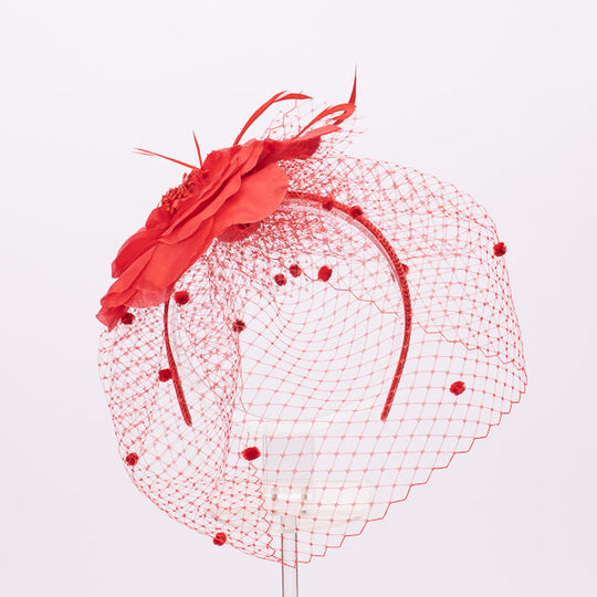 Gelber Seidenblumen-Schleier-Fascinator-Kamm