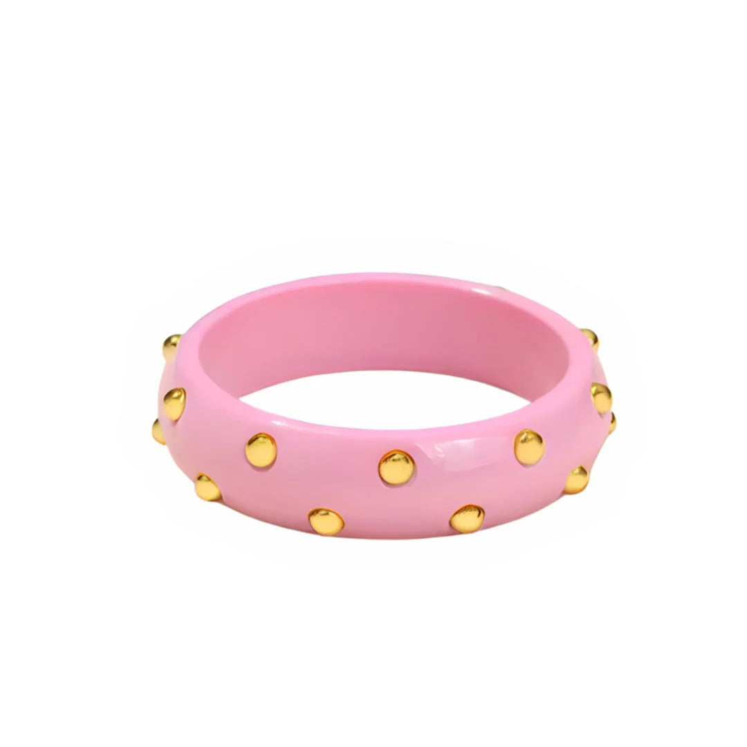 Green lucite studded bangle with gold-plated stainless steel studs – Le’ Diva Boutique