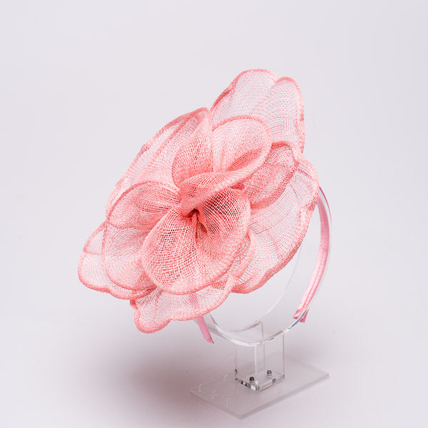 Pink Peony Small Flower Sinamay Fascinator